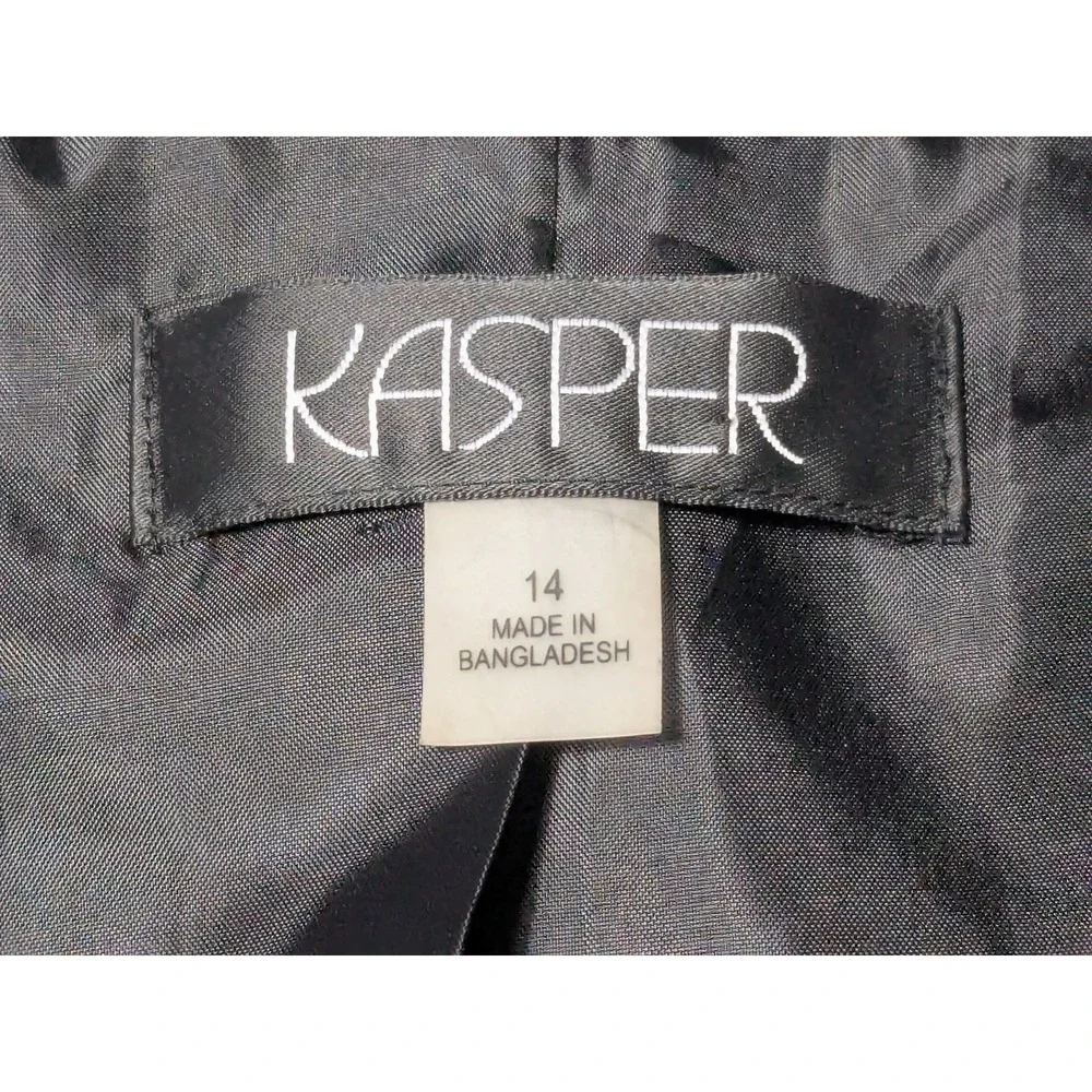 KASPER Women Size 14 Black Vanilla Ice One-Button Blazer‎ NEW